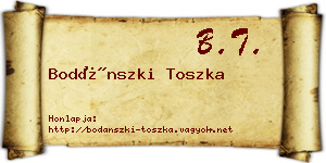 Bodánszki Toszka névjegykártya